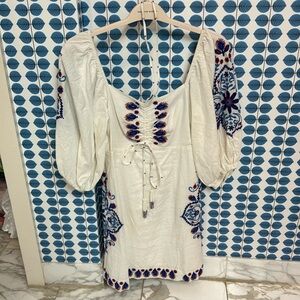 Linen embroidered Farm Rio Dress